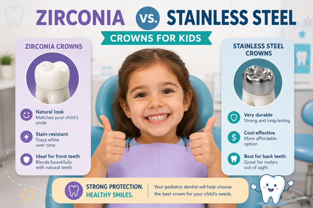 Zirconia vs. Stainless Steel Crowns for Kids